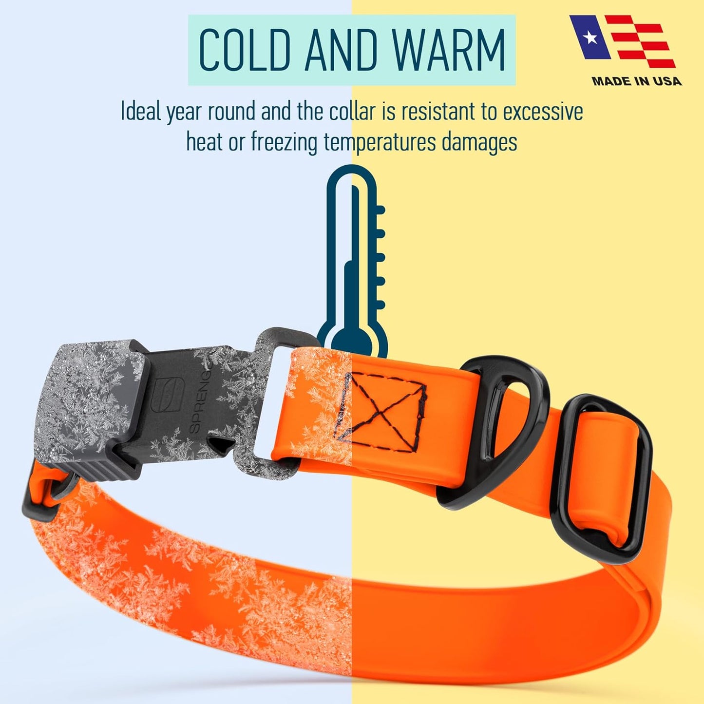 Dogline Biothane Waterproof Dog Collar with Herm Sprenger Black Stainless Steel Quick Release Buckle – Heavy Duty Tactical Durable Collar for Dogs – Comfortable and Safe Pet Collar W1 L 15-25" Orange