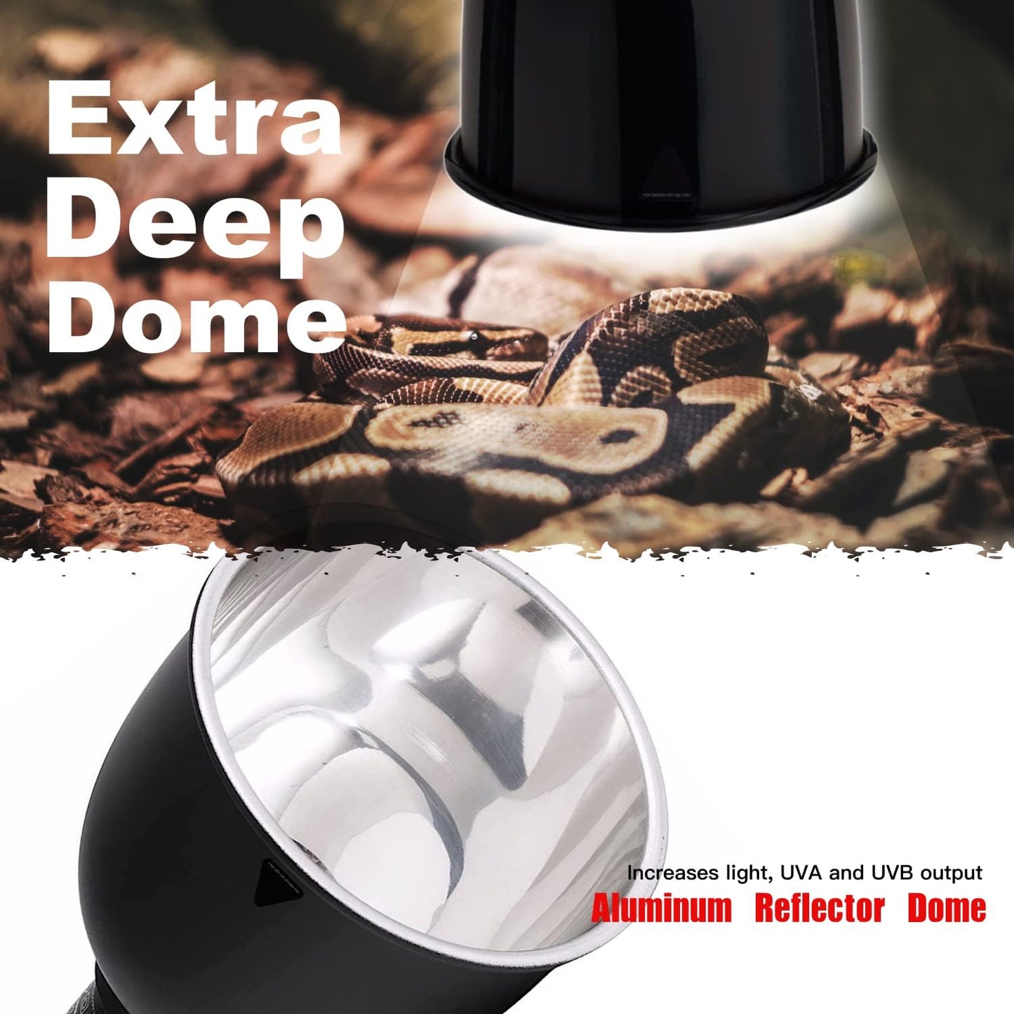 Reptile Light Fixture, 2-Pack 5.5'' Deep Dome for Reptile Light/Heat Lamp/UVB Light, Dual Heat Lamp Holder Fixtures