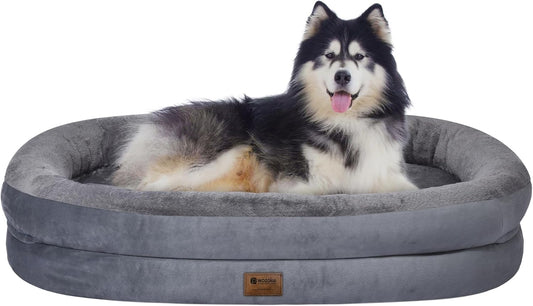 Orthopedic Waterproof Large Dog Bed: Memory Foam Washable Dog Bed with Bolsters - XXL Orthopedic Removable Cover for Medium Large Sized Pet - Non-Slip Bottom