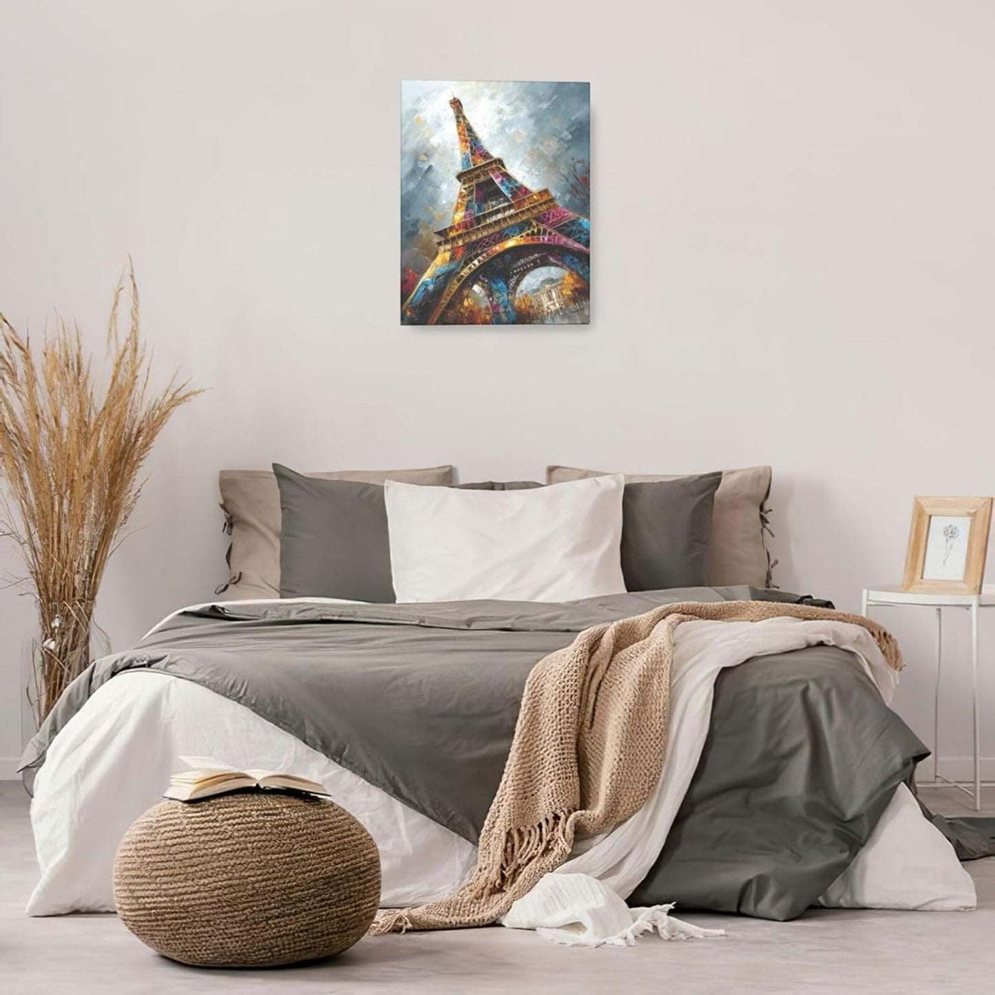 Paris Eiffel Tower Wall Art Paris Architecture Canvas Wall Decor Europe City Eiffel Tower Pictures Painting Print Artwork Framed Decorations Gifts for Living Room Bedroom Office 16"x20"