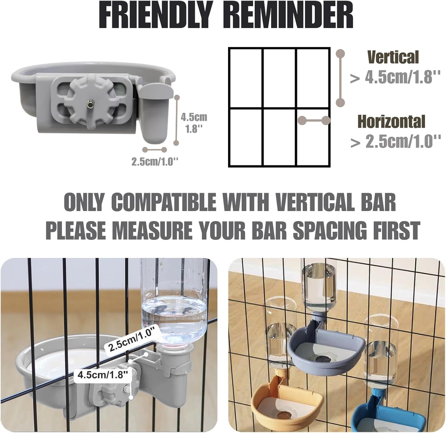 Automatic Pet Food Water Dispenser, Auto Gravity Pet Feeder Water Bottle Set for Crate, Feeding Station for Small Dog Cat Rabbit Guinea Pigs Chinchilla Ferret Hedgehog (Blue)