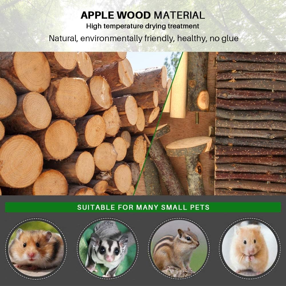 HOSUKKO Hamster Climbing Toys Wooden Hamster Playing Activity Set, Hamster Activity Playground Climb Platform Apple Wood Chewing Toys for Hamster Small Pets (D-Playground with Large Bridge)