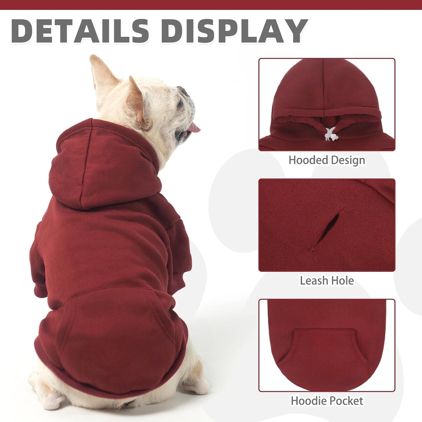 KOOLTAIL Basic Dog Hoodie - Soft and Warm Dog Hoodie Sweater with Leash Hole and Pocket, Dog Winter Coat, Cold Weather Clothes Sweatshirt for Small Medium Large Dogs Puppy Cat Boys Girls XL/XXL