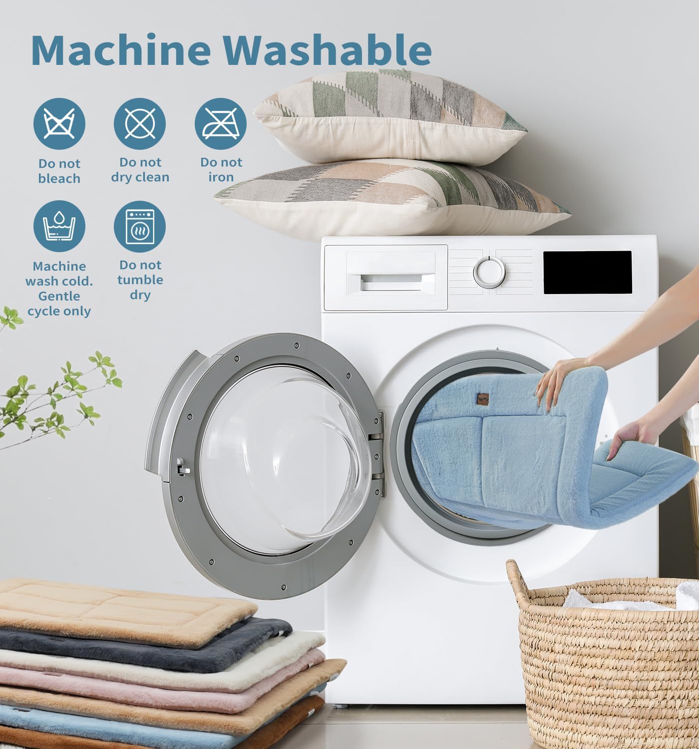 Made4Pets Dog Crate Pad Bed for Extra Large Dogs, Washable & Reversible, Anti-Slip Kennel Mat for Cozy Sleeping, Soft Fluffy Dog Bed for Indoor & Outdoor Use, 48"x30", Blue