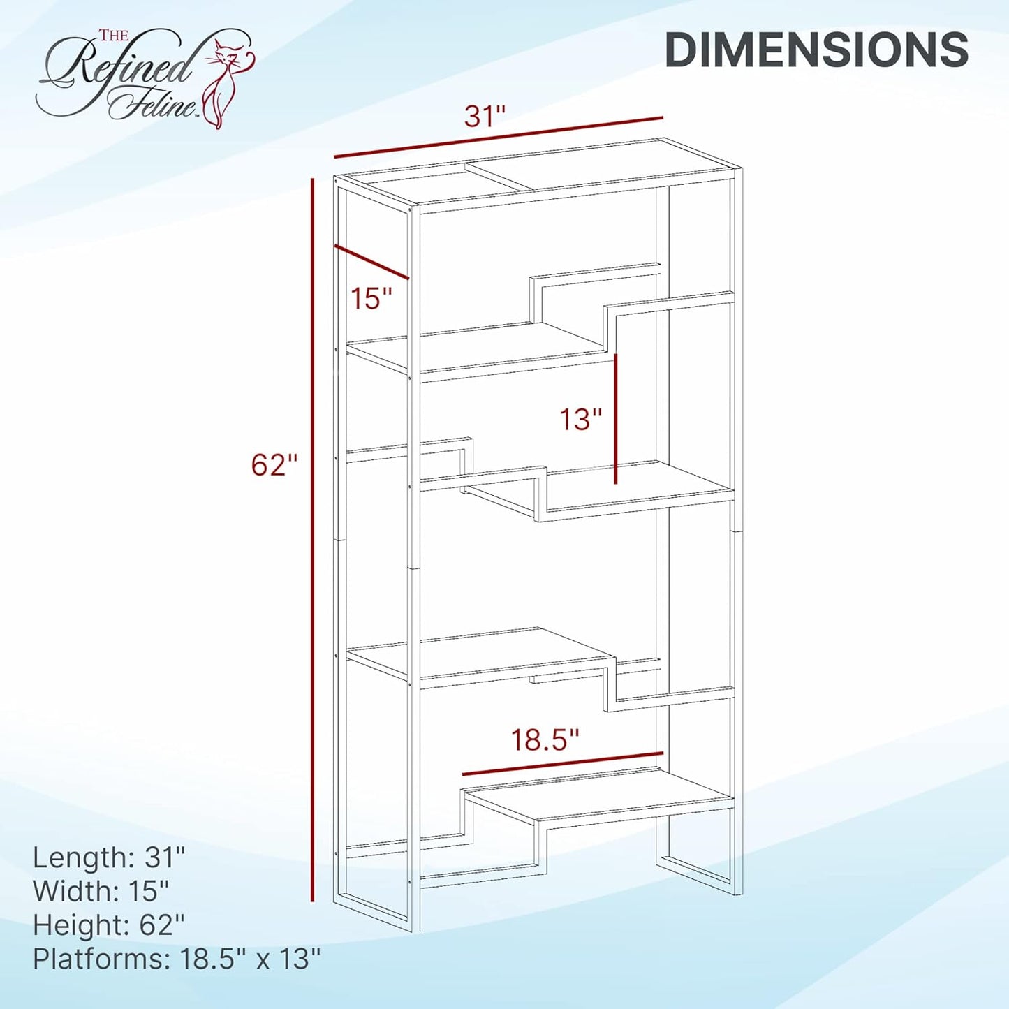THE REFINED FELINE Metropolitan Cat Condo, Modern Furniture for Multiple Cats, Stepped Platforms for Cats and Kittens