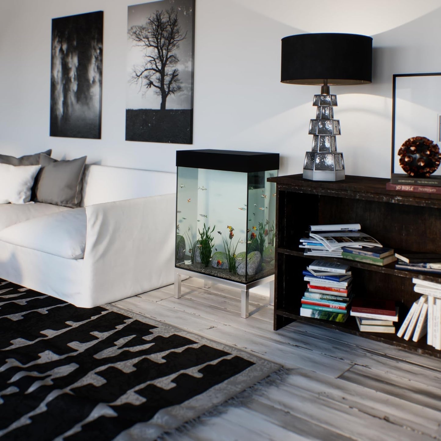 14 in X 24 in. Aquarium Stand | Industrial Style Aluminum Fish Tank Base with Open Frame Design