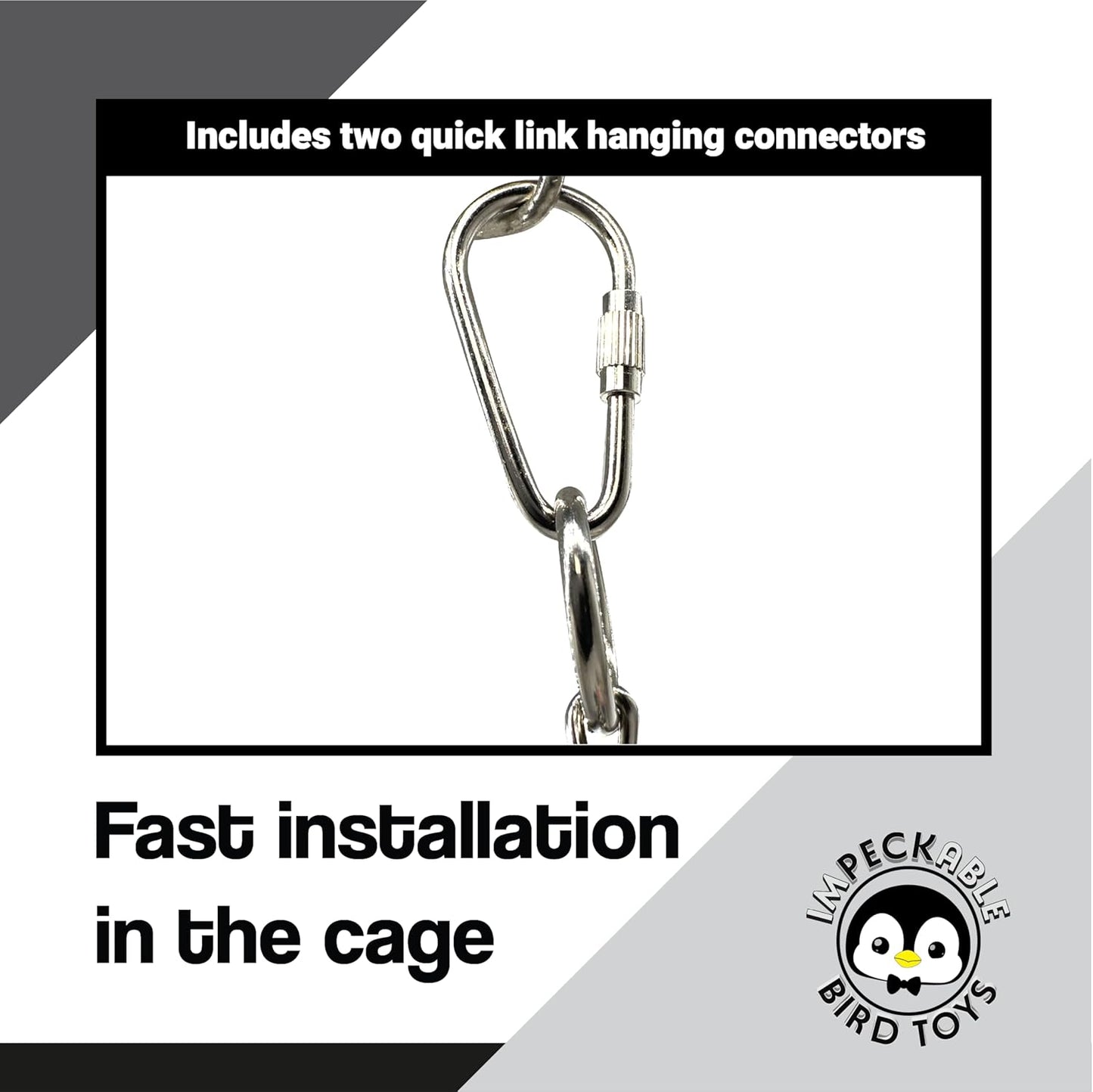 1969 Spoon Pacifier Shine - Handcrafted with Stainless Steel Spoons, Acrylic link chain and Acrylic Pacifiers, Shiny and noisy, Great for Medium size birds African Greys Conures Amazons and More