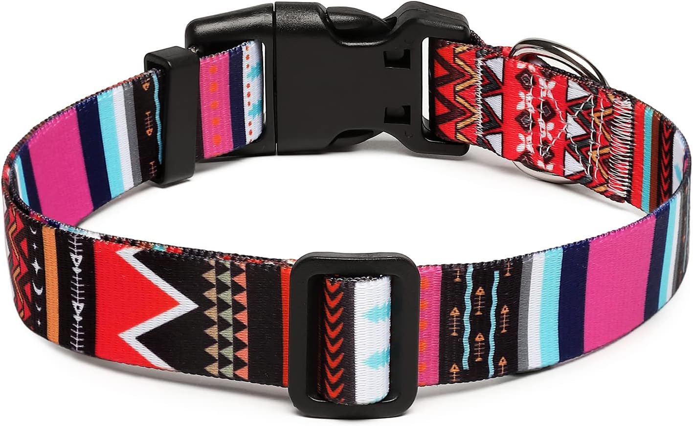 Mercano Adjustable Dog Collar - Special Design Patterns, Soft Nylon Comfortable Durable Pet Collar for Small Medium Large Dogs (S, Tribal Pink)