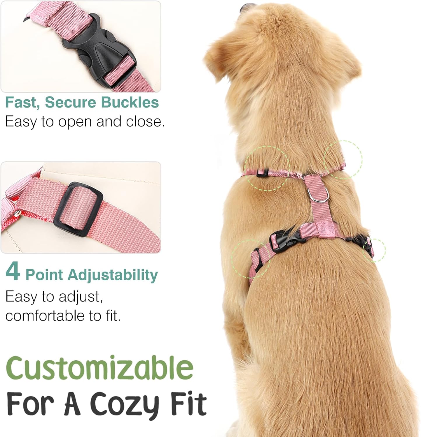 Dog Seat Belt, Safety Vest Dog Car Harness with Adjustable Buckle Dog Seat Belt for Vehicle Nylon Pet Safety Seat Belts Heavy Duty(XL, Pink Daisy)