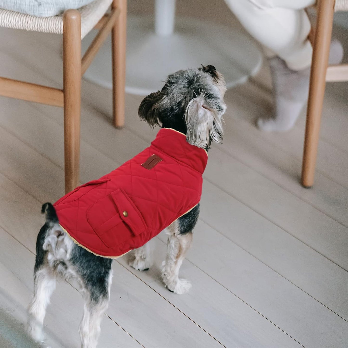 Queenmore Warm Coat for Cold Weather, Quilting Winter Jacket With Ultra Thick Plush Lining and Storage Pockets (Red, X-Small)