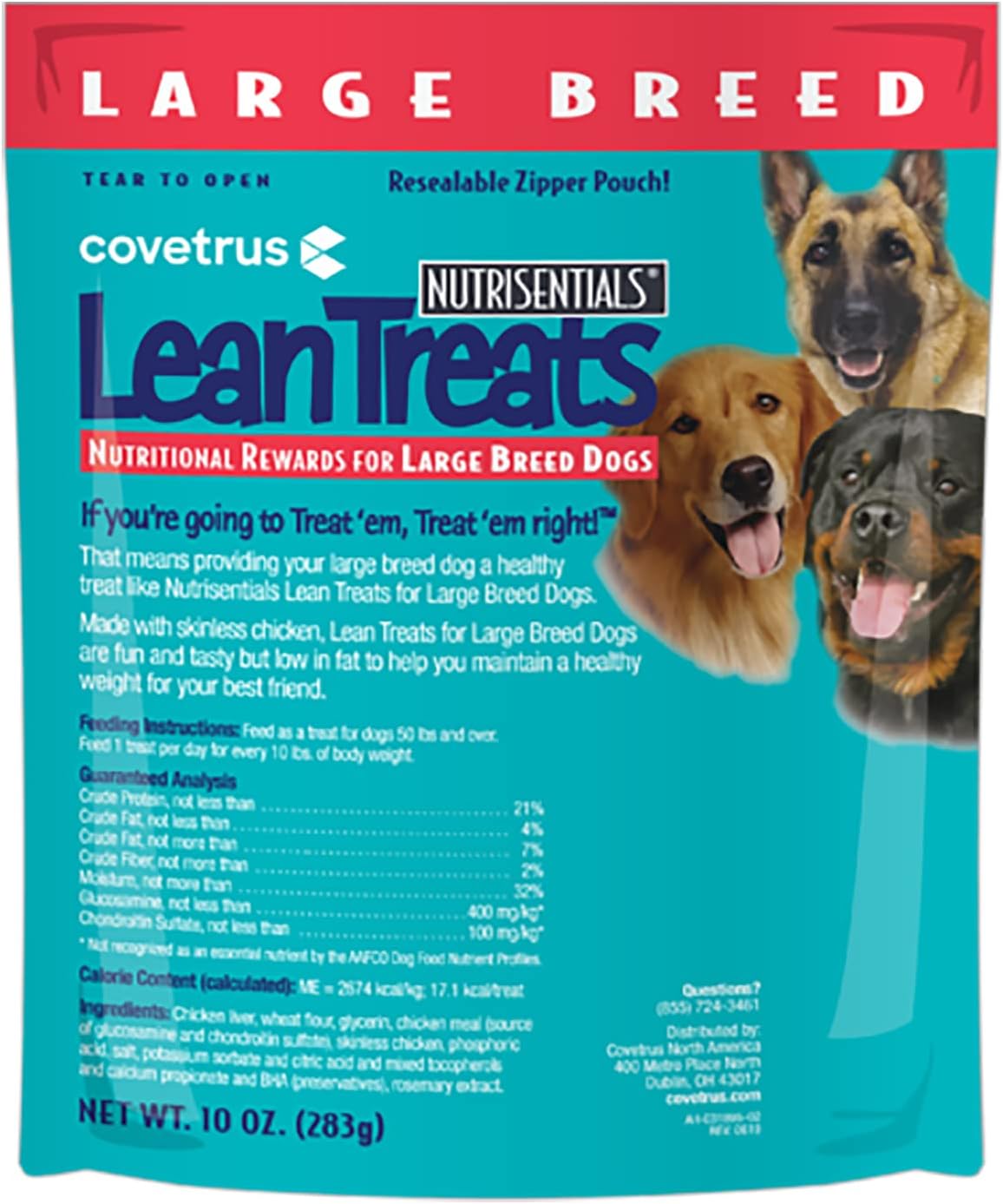 Covetrus Nutrisential Lean Treats for Large Dogs - Soft Dog Treats for Large Dogs - Nutritional Low Fat Bite Size K9 Treats - Chicken Flavor - 10oz - 6 Pack