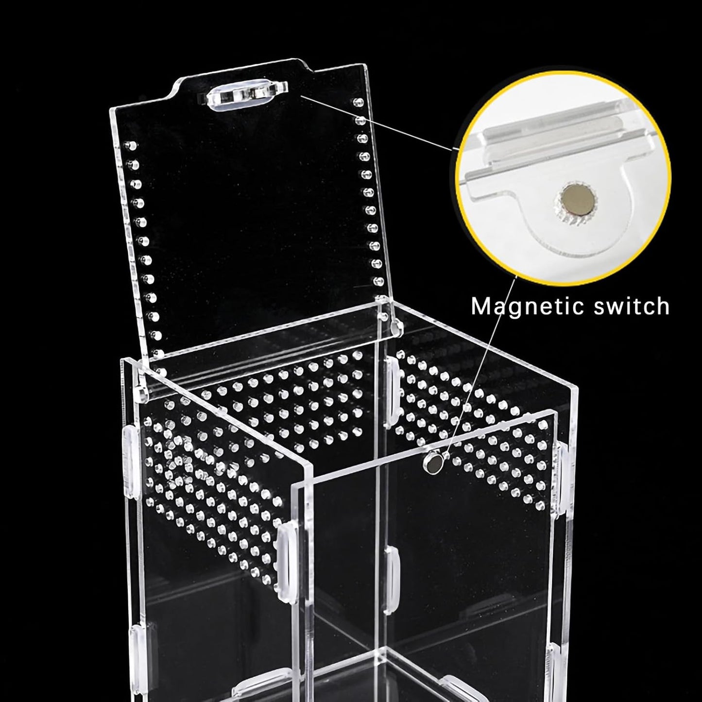 Micro Habitat Terrarium Enclosure Kit（4pc Set）,Jumping Spider Enclosure,Spider Enclosure,Tarantula Enclosure, Acrylic Reptile Enclosure(8 * 4.7 * 4.7 Inches)