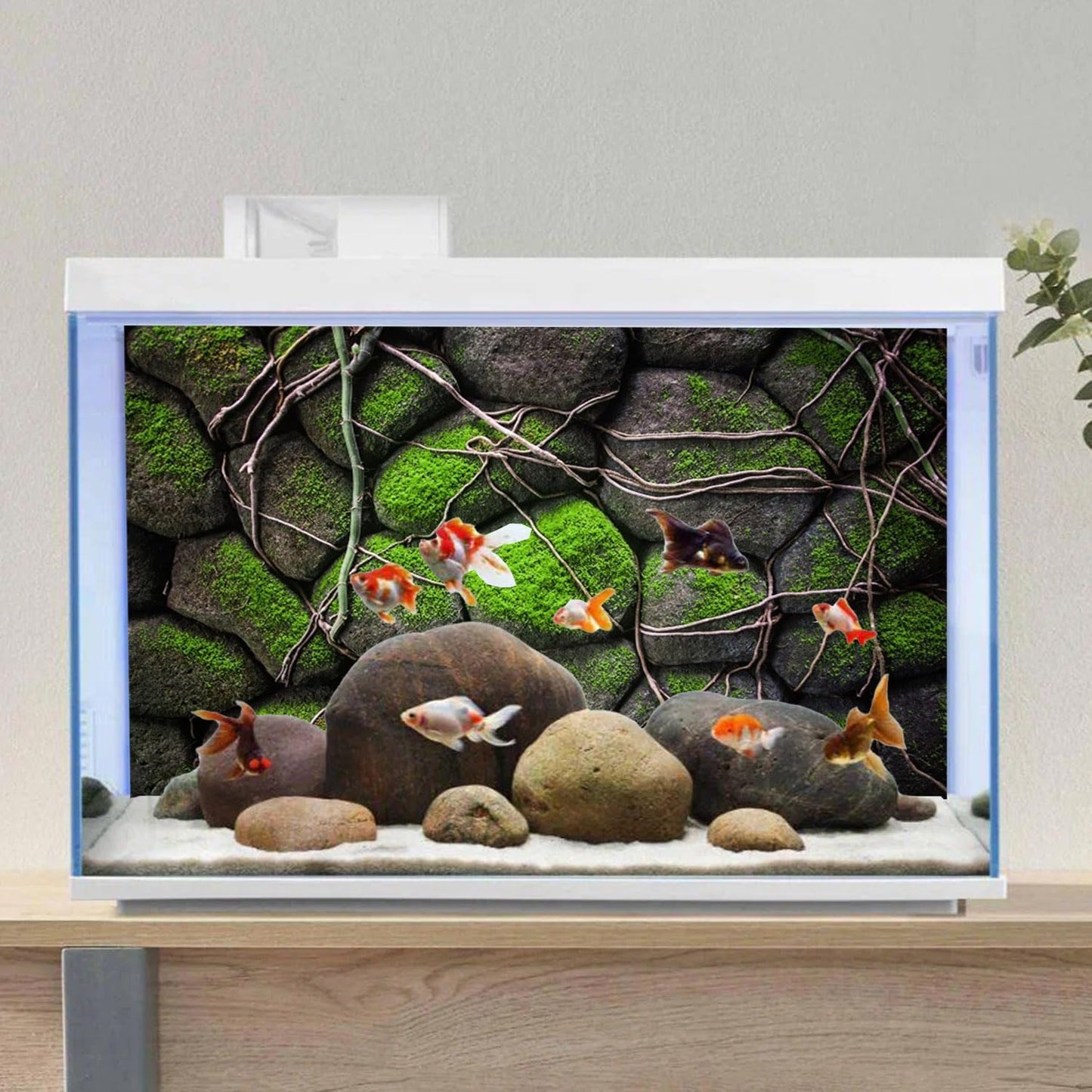AWERT 36x24 inches Stone Aquarium Background Rock Fish Tank Background Rocky Terrarium Background Vinyl