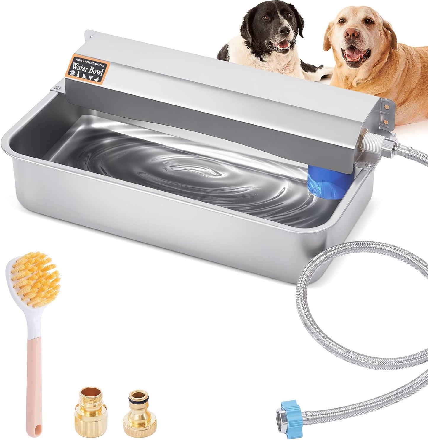 Automatic Water Dispenser for Dog, 6L Dog Water Bowl Dispenser, Large Stainless Steel Indoor/Outdoor Water Feeder Suitable for Dogs Livestock Chicken Horse, Easy to Clean