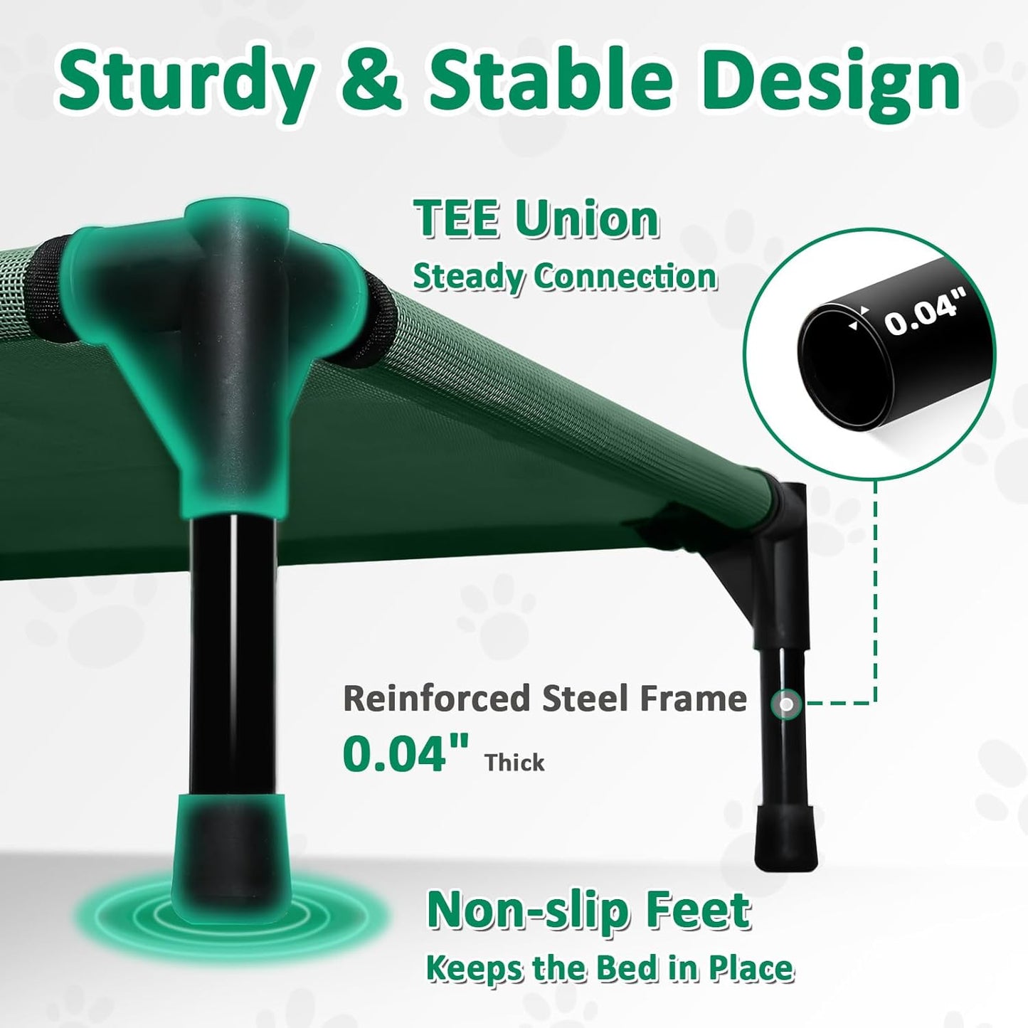 35 Inch Cooling Medium Elevated Outdoor Dog Bed, Raised Dog Cot Beds with Breathable & Washable Mesh, Lifted Pet Hammock Bed with Anti-Slip Feet (M, Green)