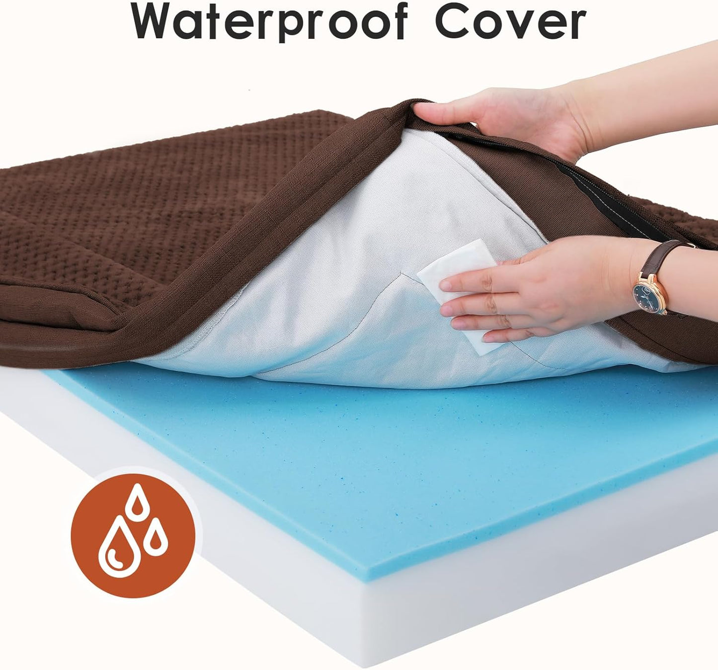 Orthopedic Dog Bed, 3 Inch Memory Foam Dog Beds for Large Dogs, Washable Removable Cover, Nonskid Bottom, Waterproof Pet Couch for Indoor, Outdoor or Car Use, 36x27 Inches L Brown Grey