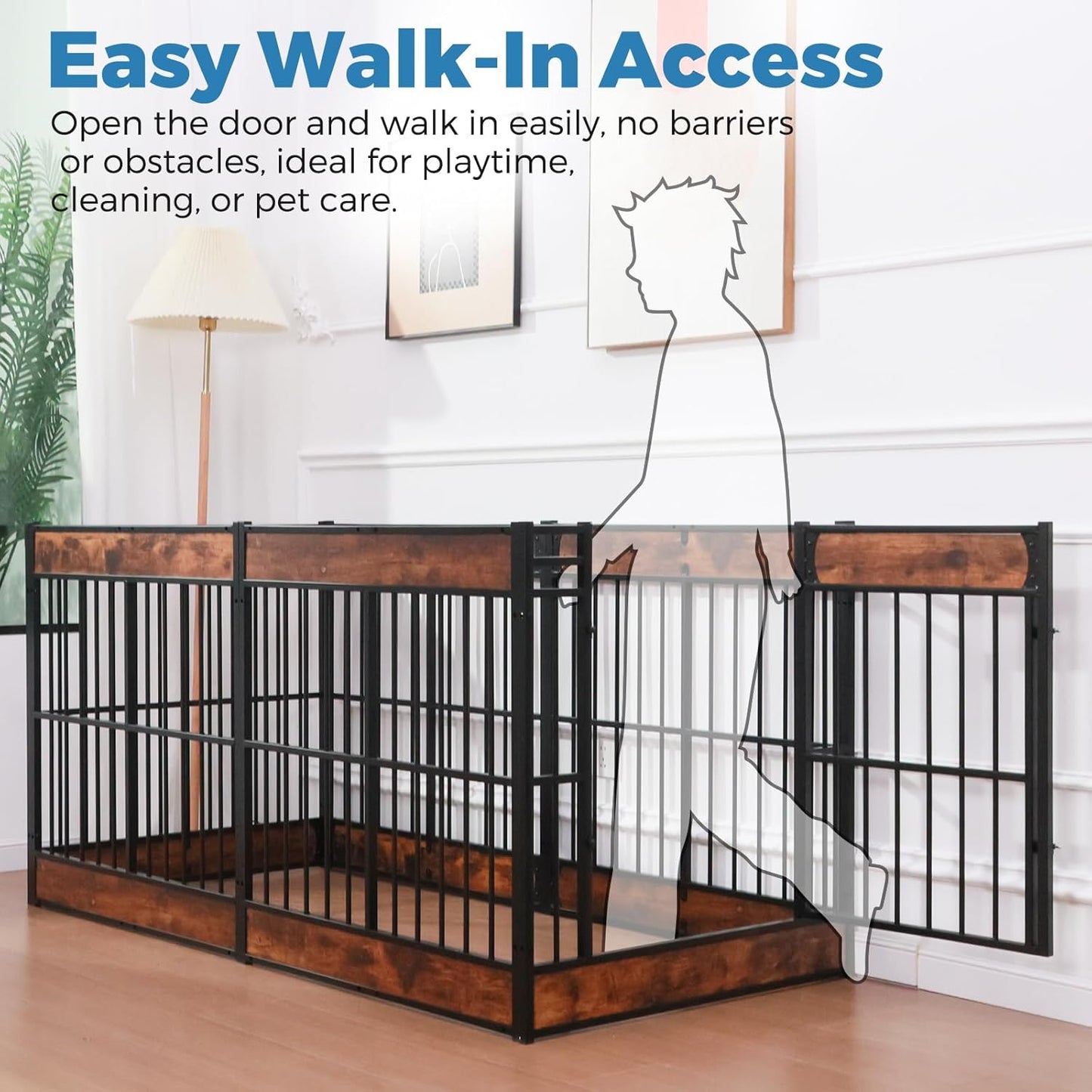 Dog Playpen, 35.4" Height Dog Pen Indoor, Heavy Duty, Safe and Sturdy, Furniture Style Puppy Pen