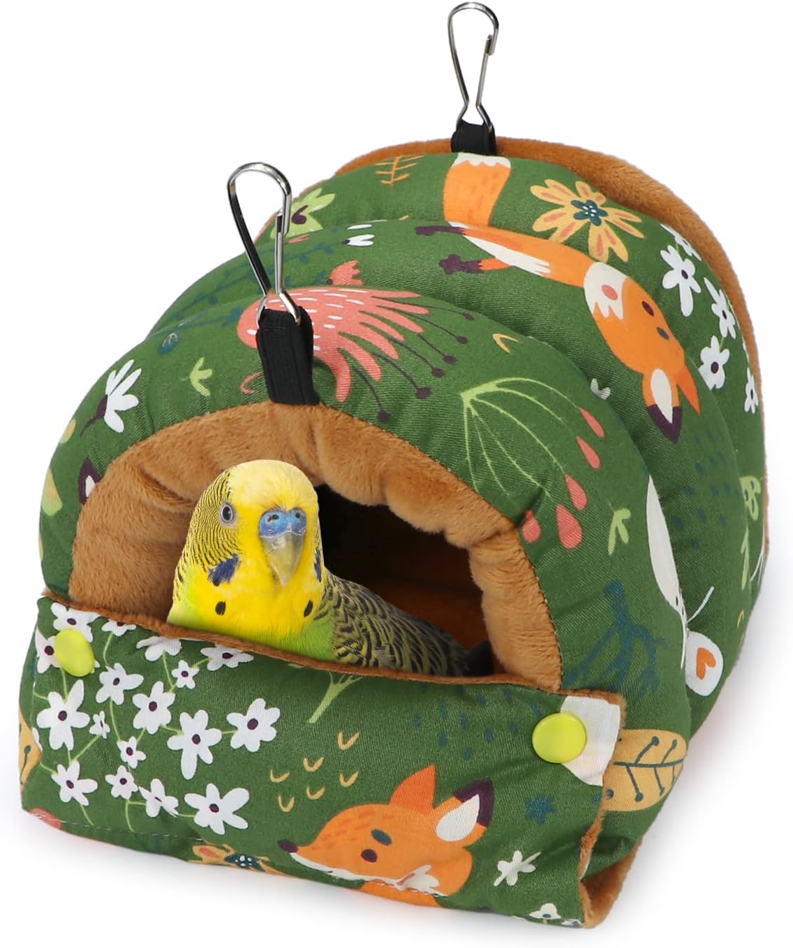 Wontee Bird Nest House Winter Warm Snuggle Hut Bird Bed Hanging Hammock for Parrots Budgies Parakeets Caique Senegal Cockatiels Conures (Small, Green)