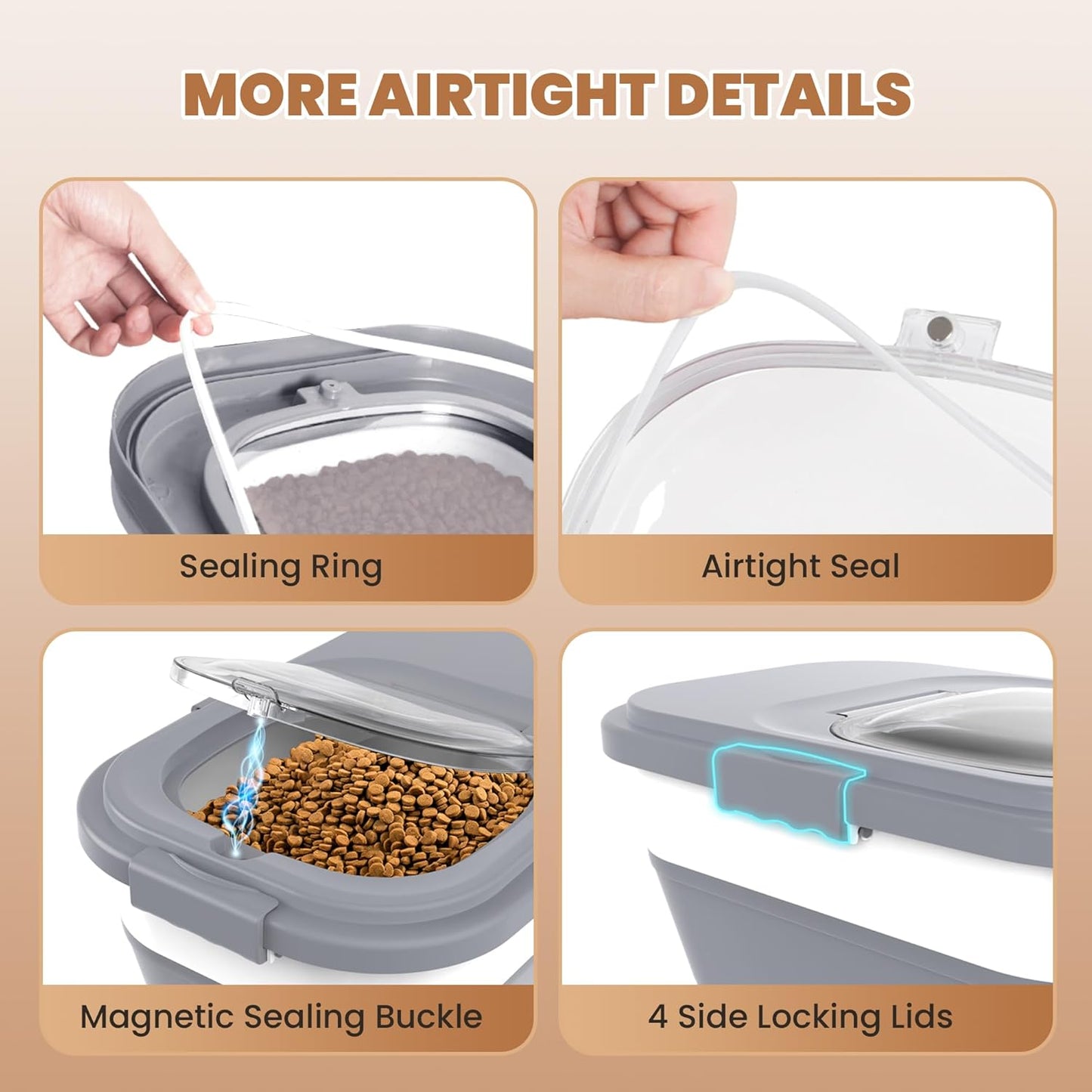 15-23 Lbs Airtight Dog Food Storage Container,Collapsible Dog Food Container with Lid,Wheels,Handle,Large Cat food storage Container with Scoop,Small Food Container for Dog Cat