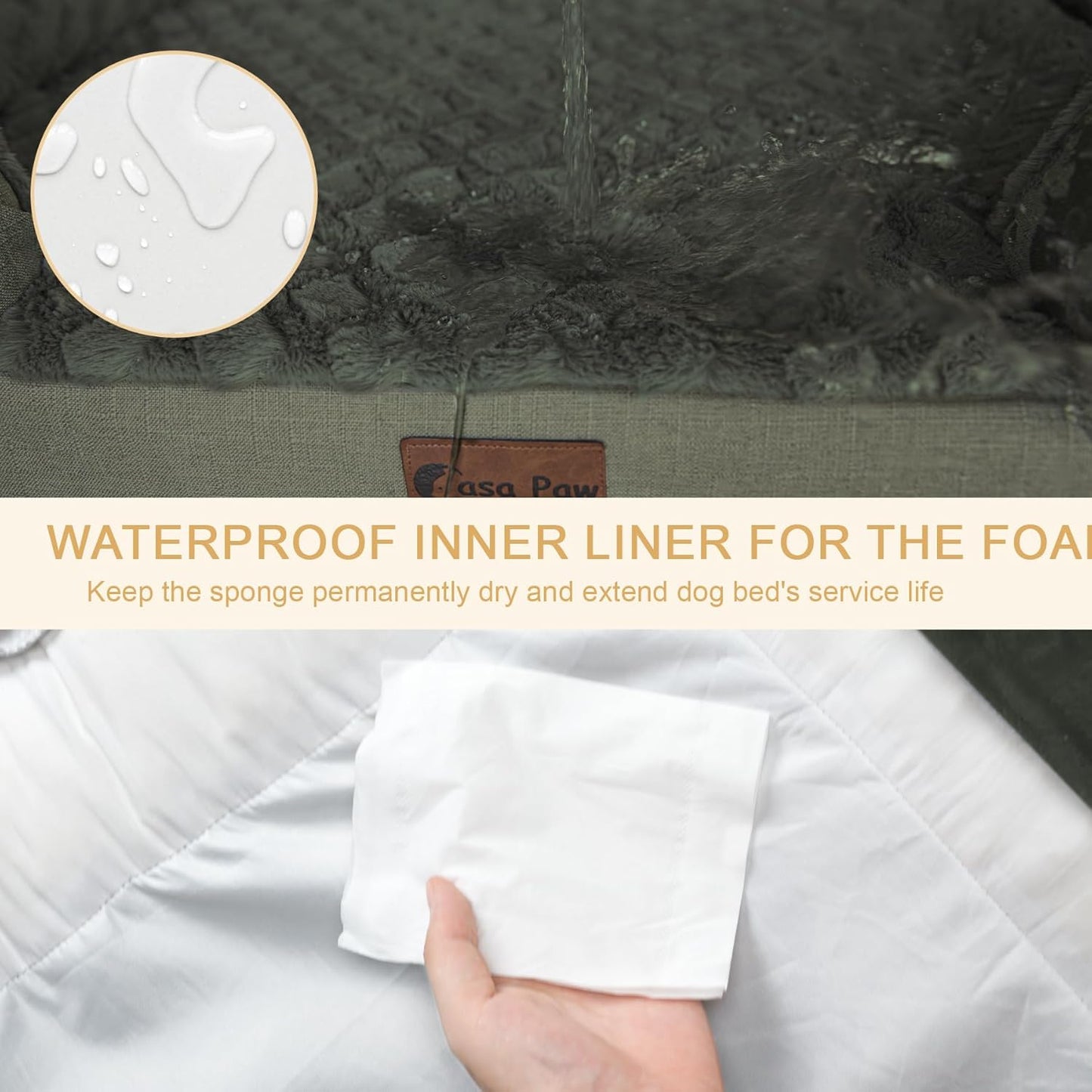 Orthopedic Dog Beds for Large Dogs, Waterproof Memory Foam Dogs Bed with Sides, Non-Slip Bottom and Egg-Crate Foam Big Dog Sofa with Removable Washable Cover(Large,Dark Green)