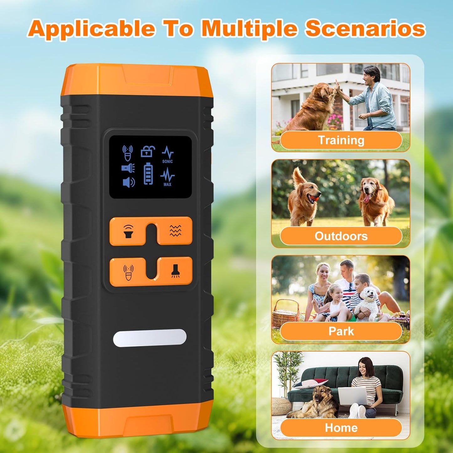 Dog Bark Deterrent Device, 2025 Anti Barking Device for Dogs 2X Ultrasonic to Stop Barking Neighbors Dog, 5 Adjustable Modes Up to Dogs 50ft Long Range, Bark Control Indoor Outdoor with Flashlight