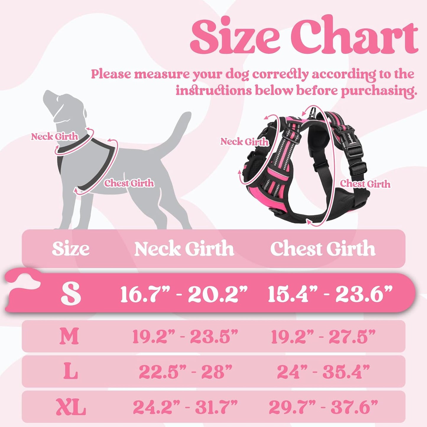 rabbitgoo Dog Harness Small Sized, No Pull Pet Harness with 3 Buckles, Adjustable Soft Padded Vest with Control Handle, Walking Reflective Pet Vest for Small Dogs, Rose Pink, S