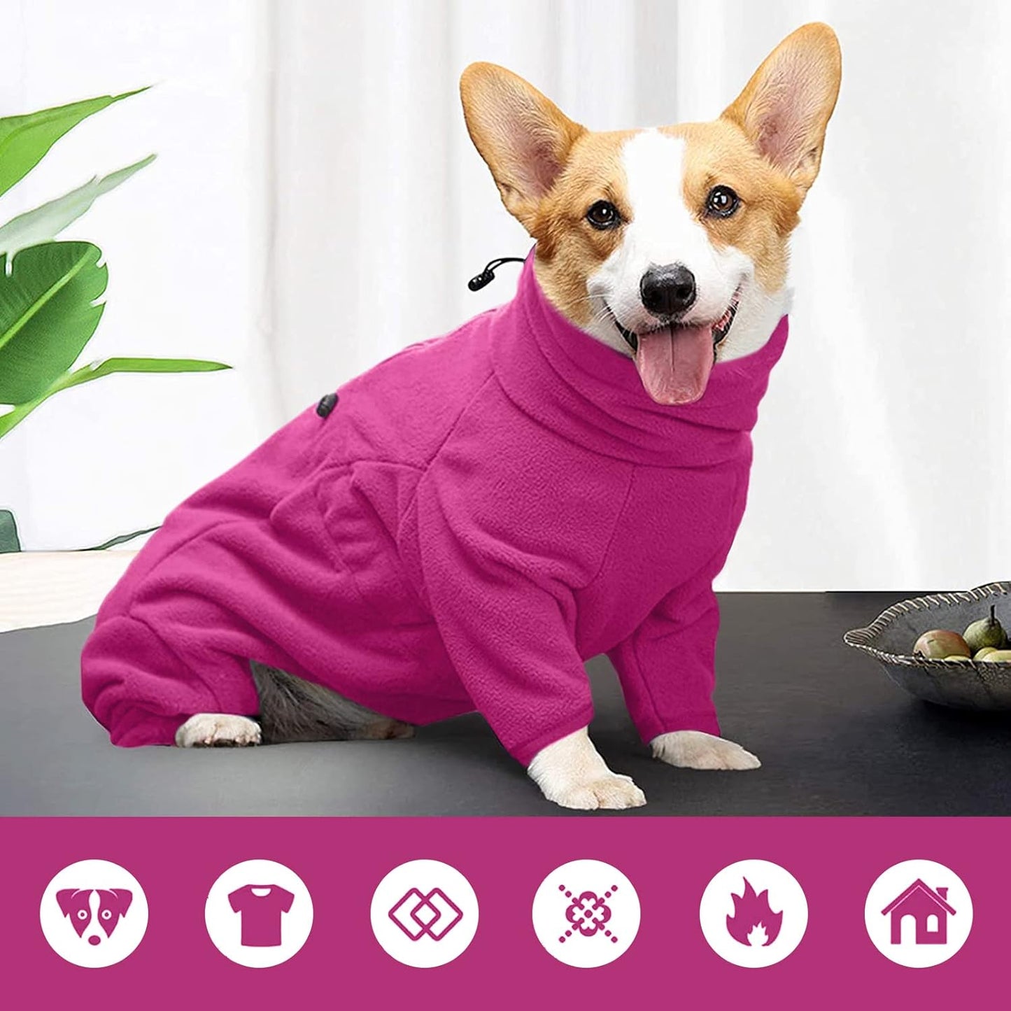 ROZKITCH Full Body Dog Coat, Pet Windproof Warm Cold Weather Jacket Vest Cozy Jumpsuit Apparel Outfit Clothes for Small Medium Large Dog Walking Hiking Sleep Pink XL