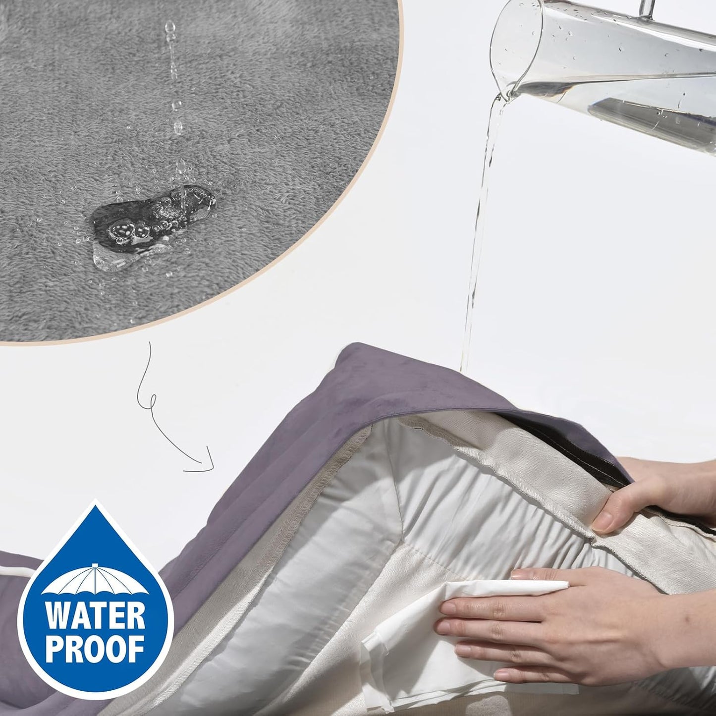 Comfort Expression Large Dog Beds Waterproof Orthopedic Foam Dog Sofa Beds Comfy Pet Bed with Washable Removable Cover & Non-Slip Bottom(Large,Purple)