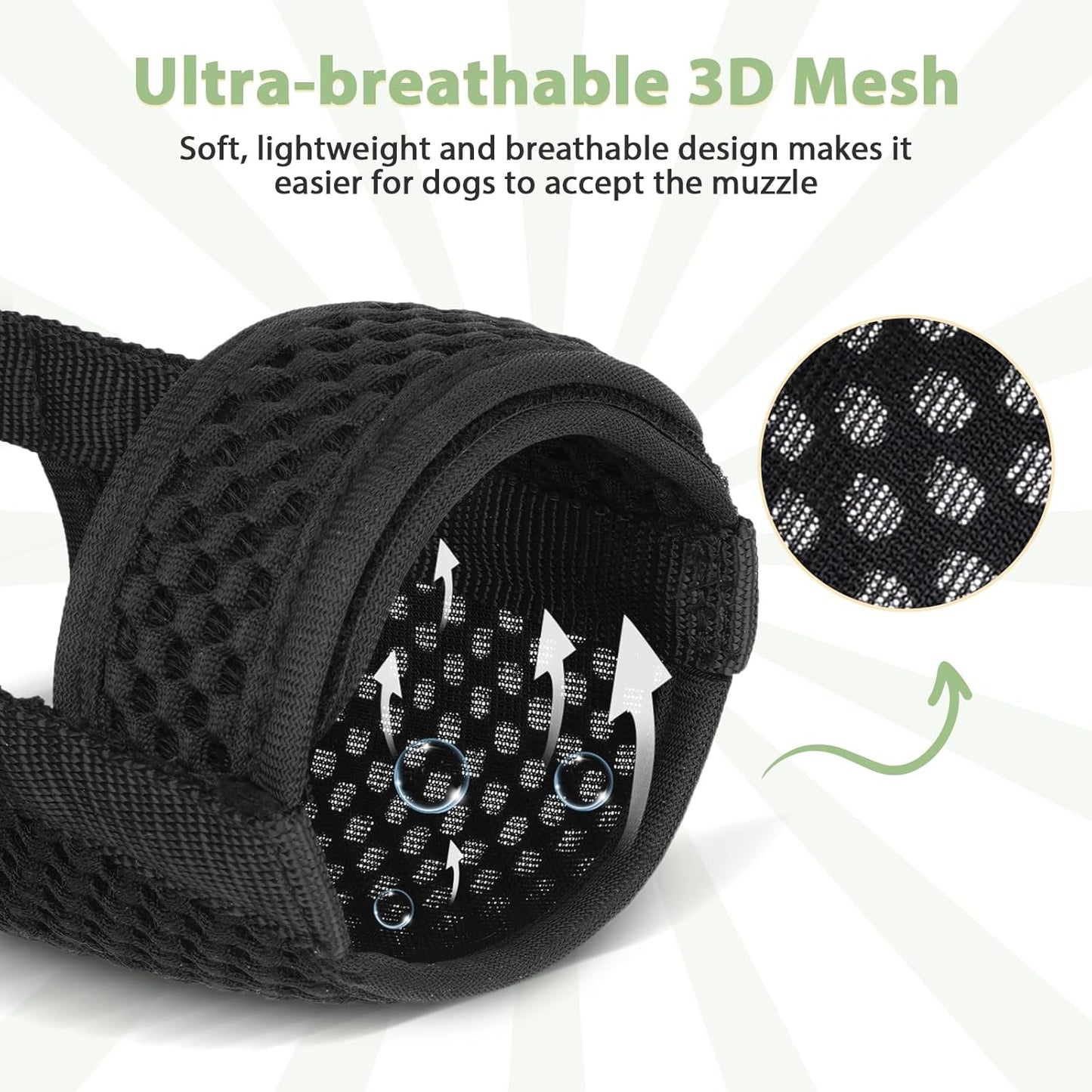 Mayerzon Dog Muzzle with Hook and Loop for Large Medium Small Dogs, Patented Soft Mesh Beagle Labrador Puppy Muzzles for Biting Chewing Grooming, Breathable, Adjustable, Allows Panting Drinking