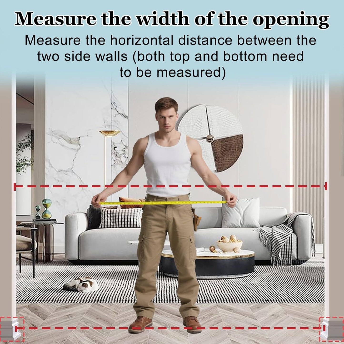 WAOWAO Triple Lock Baby Gate Extra Wide 67.32-72.04" Pressure Mounted Walk Through Swing Auto Close Safety White Metal Dog Pet Puppy Cat for Stairs,Doorways,Kitchen