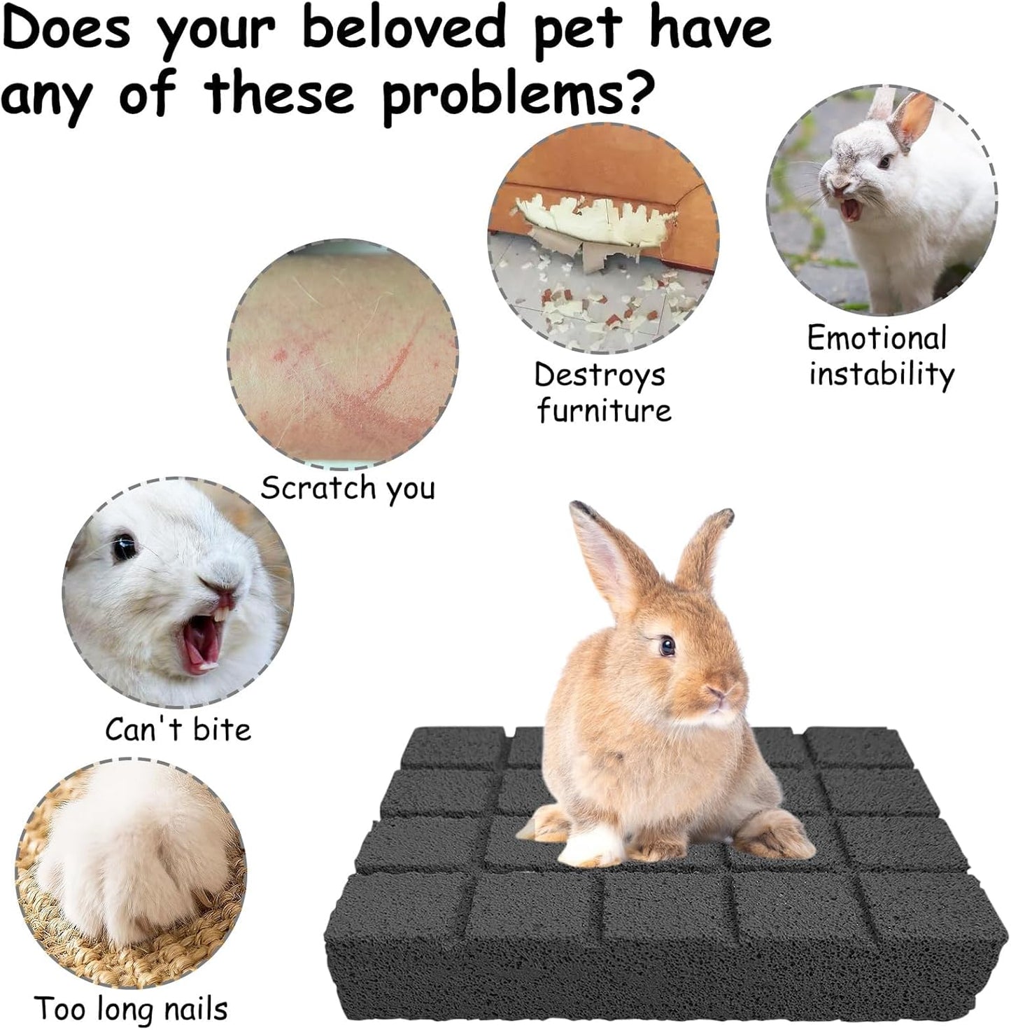 Hamiledyi 6PCS Rabbit Scratching Pads - Bunny Lava Grinding Claw Pads for Small Animals - Hamster, Gerbil, Chinchilla, Hedgehog, Guinea Pig Cage Accessories