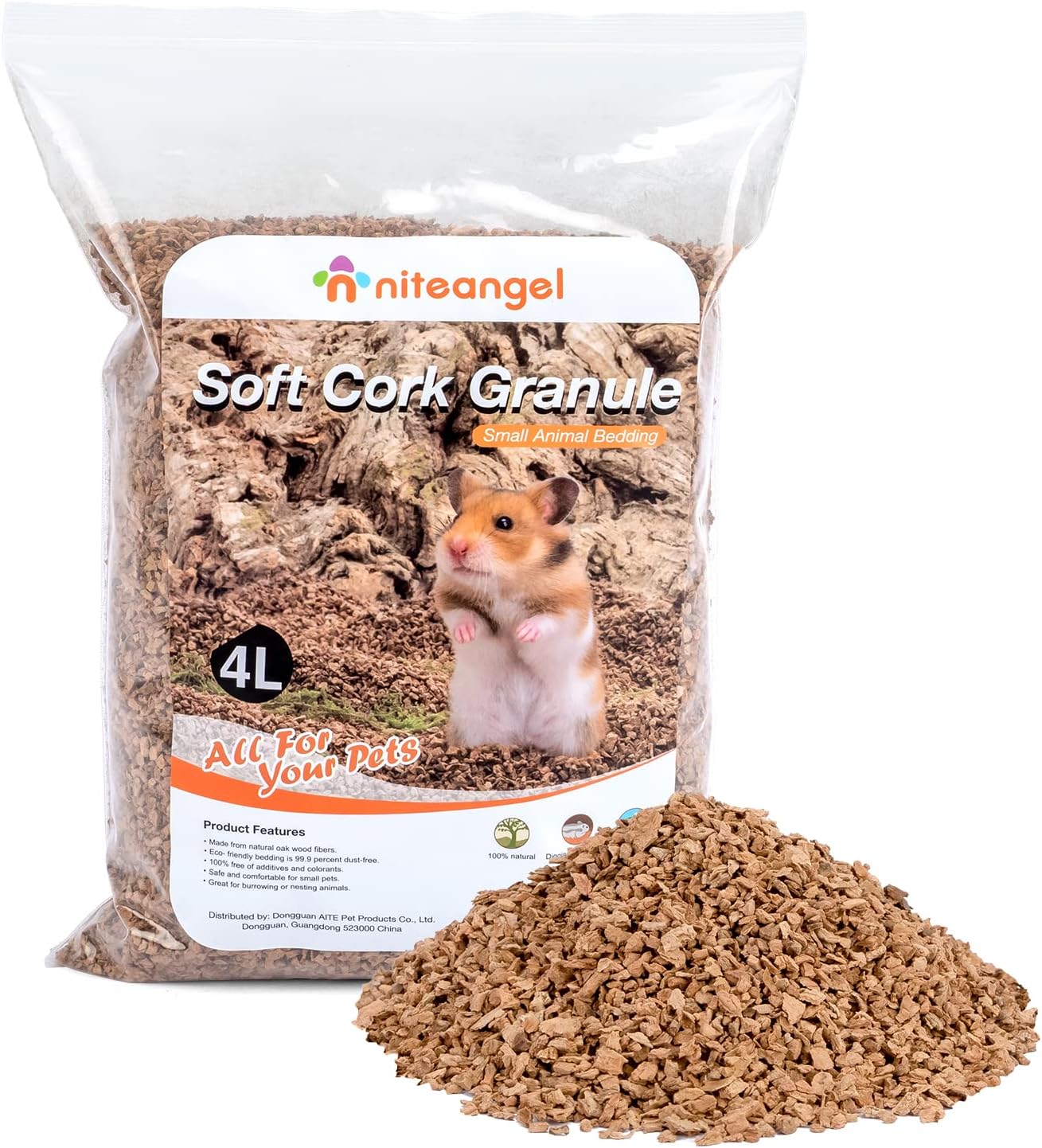 Niteangel Natural Coco/Cork Hamster Bedding Pet Litter for Dwarf Syrian Hamsters, Gerbils, mices, Degus or Other Small Animal
