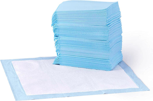 Amazon Basics Dog and Puppy Pee Pads, 5-Layer Leak-Proof Super Absorbent, Quick-Dry Surface, Potty Training, Regular (22x22"), 50 Count, Blue & White