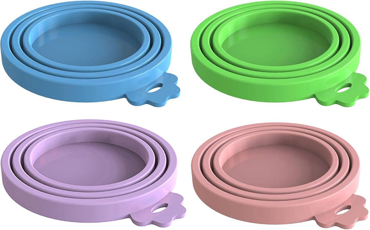WANBAO 4 Pack Silicone Pet Food Can Lids for 3 Standard Size Food Cans for Pet Food Cans or Canned Goods, Multicolor Light Blue, Light Green, Light Purple, Pink