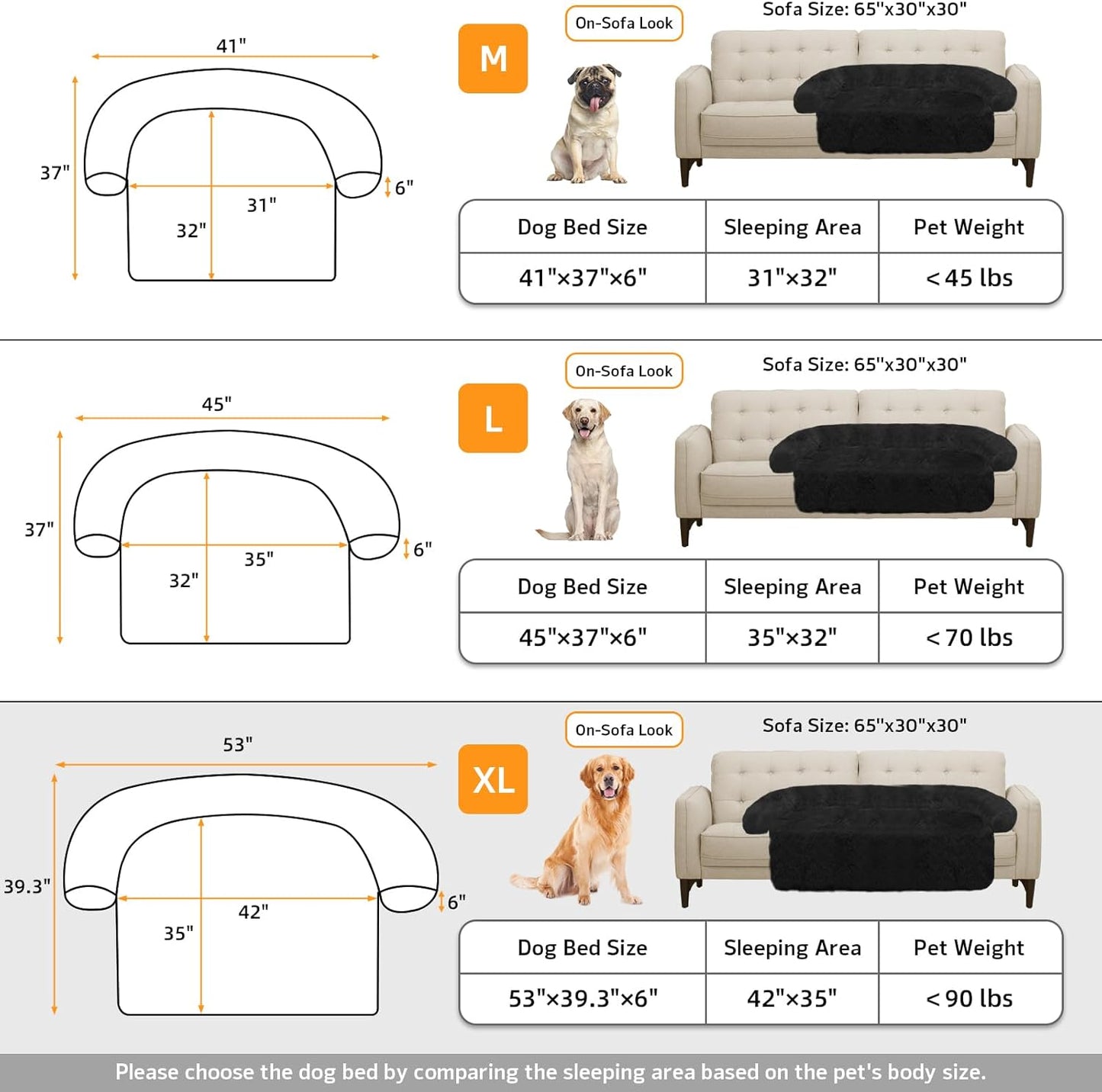 GGIB Calming Dog Bed Fluffy Plush Dog Mat for Furniture Protector with Removable Washable Cover for Large Medium Small Dogs and Cats (Extra Large (53x39.3x6), Black)