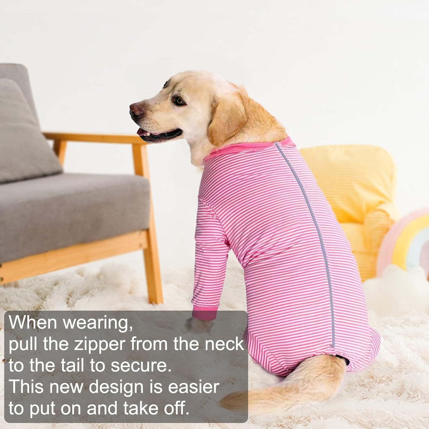 Yeapeeto Dog Onesie Surgery Recovery Suit for Large Medium Bodysuit Dogs Pajamas PJS Full Body for Shedding, Prevent Licking, Wound Protection, Cone Alternative (3XL, Pink)