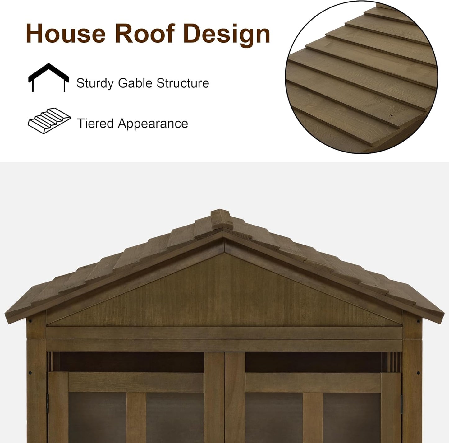 MCombo Wooden Dog House Furniture, Solid Wood Pet Kennel Indoor for Small/Medium Dogs, JD54 (Brwon, Medium)
