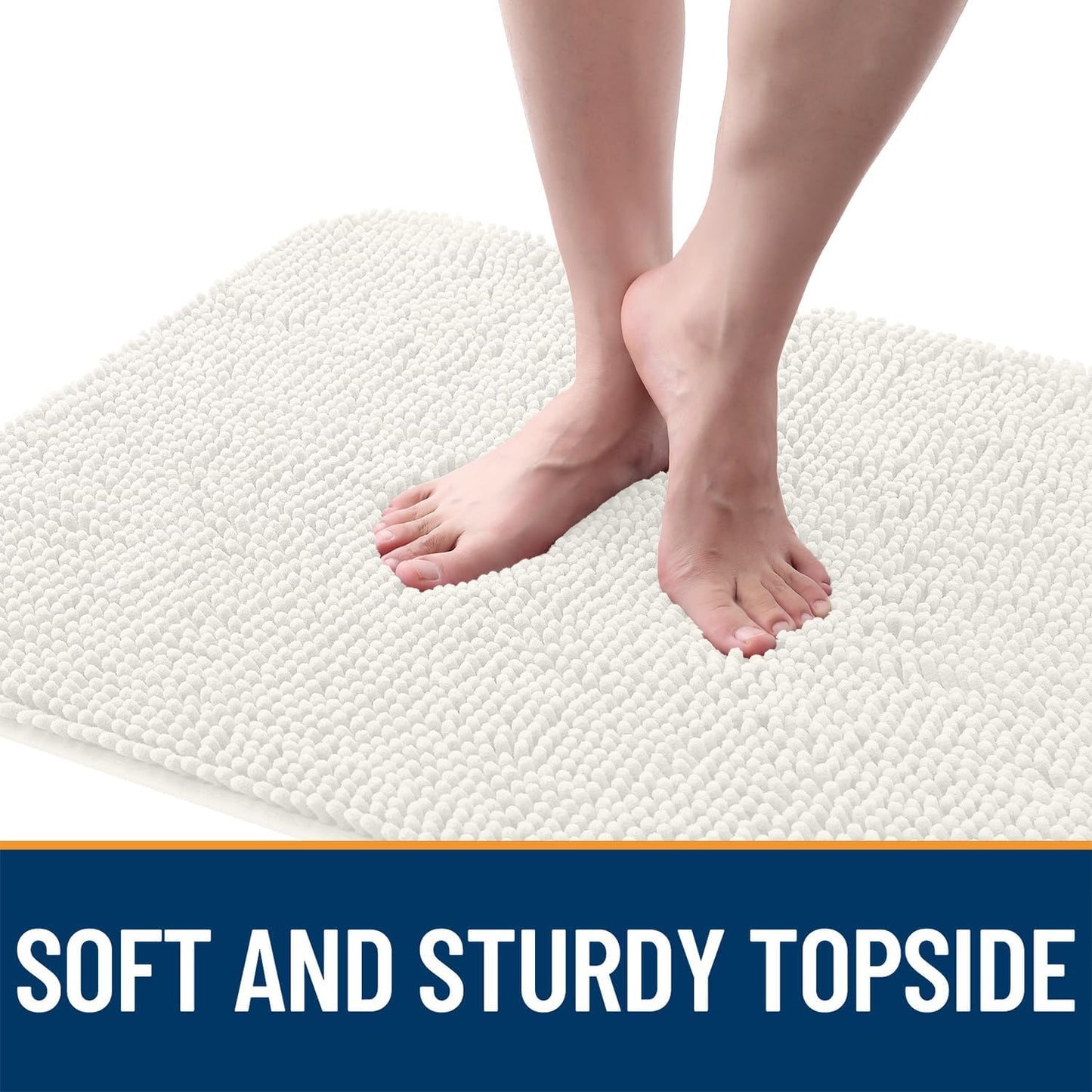 OLANLY Dog Door Mat for Muddy Paws 59x35, Absorbs Moisture and Dirt, Absorbent Non-Slip Washable Doormat, Quick Dry Chenille Mud Mat for Dogs, Entry Indoor Entryway Carpet for Inside Floor, Ivory