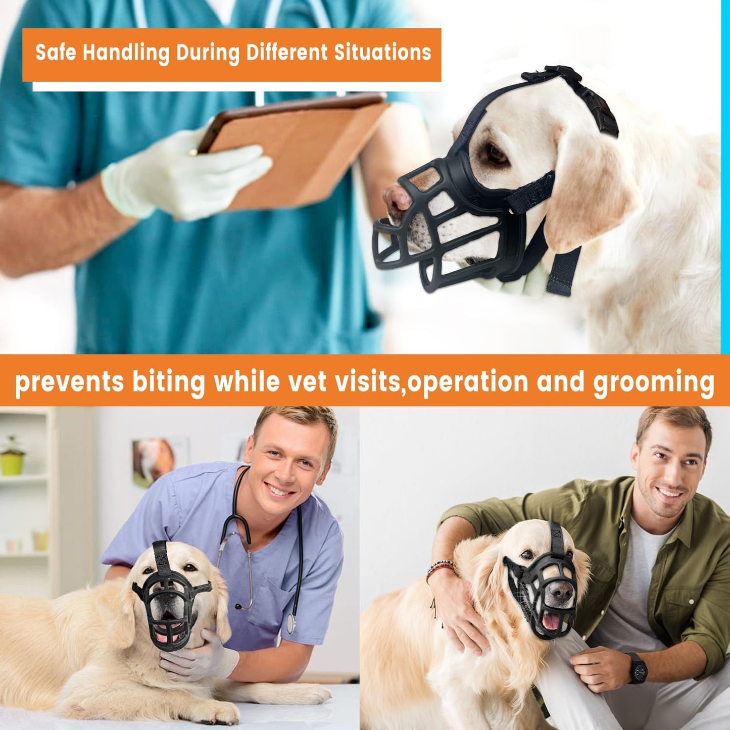 Dog Muzzle, Basket Muzzle Anti Biting Chewing, Sturdy Lightweight Muzzle Allows Panting Drinking, Cage Muzzle for Small Medium Large Dogs, Suitable for Grooming Trimming Training (Size 5)