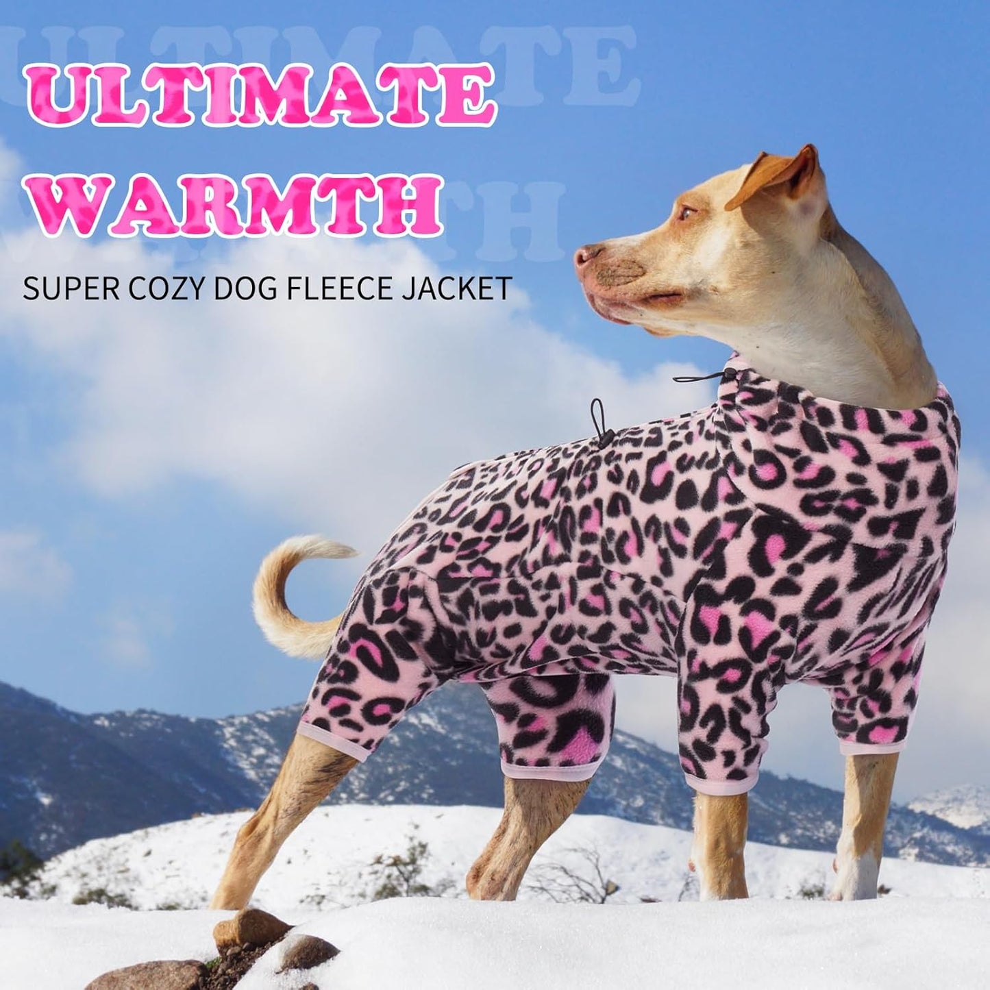 ROZKITCH Dog Winter Coat Soft Fleece Pullover Pajamas, Pet Windproof Warm Cold Weather Jacket Vest with Luminous Zipper, Jumpsuit Apparel Outfit Clothes for Small Medium Large Dog L-Pink M