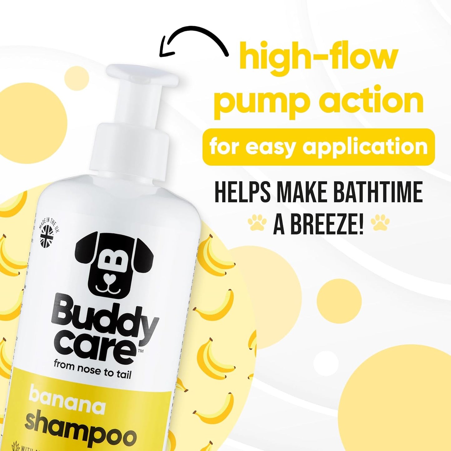 Banana Dog Shampoo by Buddycare | Deep Cleansing Shampoo for Dogs | Banana Scented | with Aloe Vera and Pro Vitamin B5 (16.9oz)