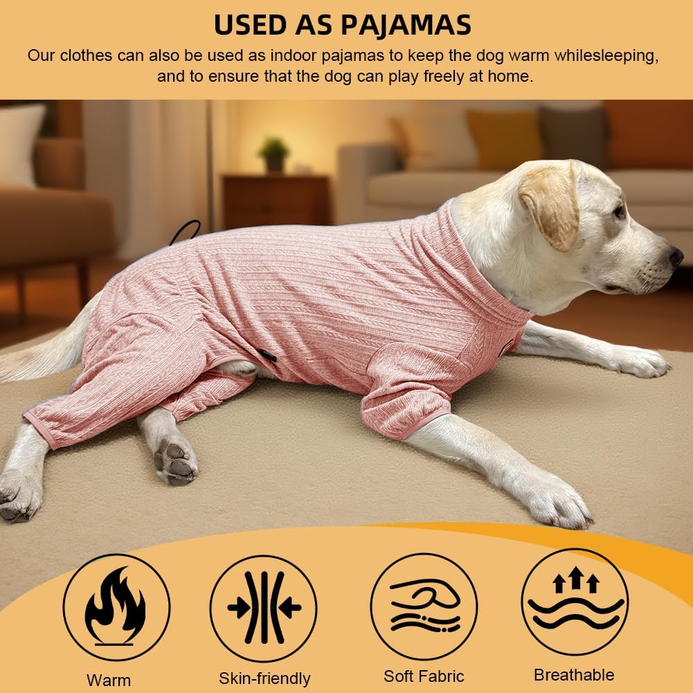 Dog Pyjamas PJS Sweater Clothing and Loungewear Suitable for Large to Giant Breeds of Dogs, Neutering Suits, Extra-Large Stretch Fabric, Four-Legged Dogs Clothes (Sweater Pink, 6XL)