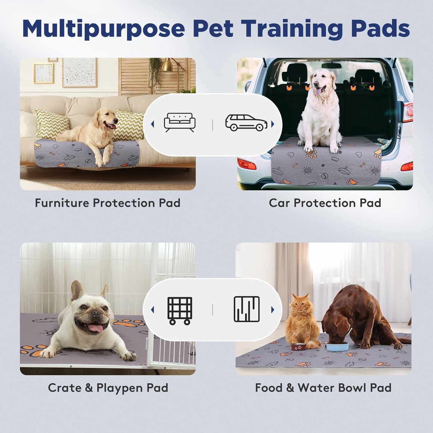 Washable Pee Pads for Dogs, 2 Pack Large 36"x41" Super Absorbent Reusable Dog Training Pads, 100% Waterproof Non-Slip Pee Pads Whelping Pads Dog Playpen Indoor Dog Cage Pads Dog Bed Mat Pet Supplies