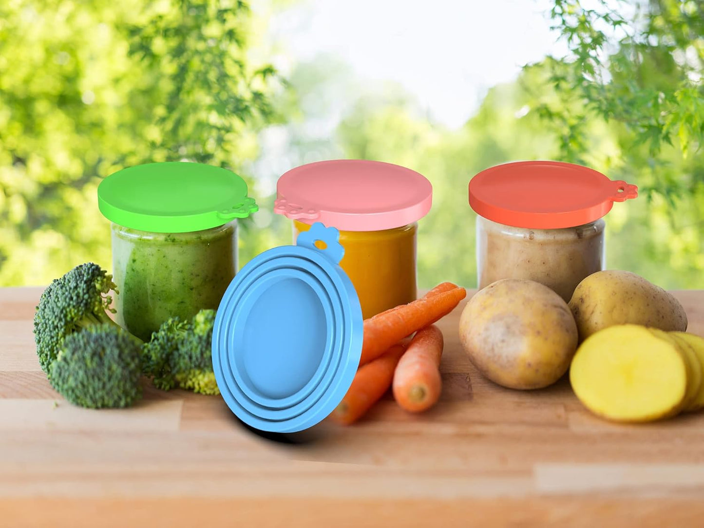 WANBAO 4 Pack Silicone Pet Food Can Lids for 3 Standard Size Food Cans for Pet Food Cans or Canned Goods, Multicolor Light Blue, Light Green, Light Purple, Pink