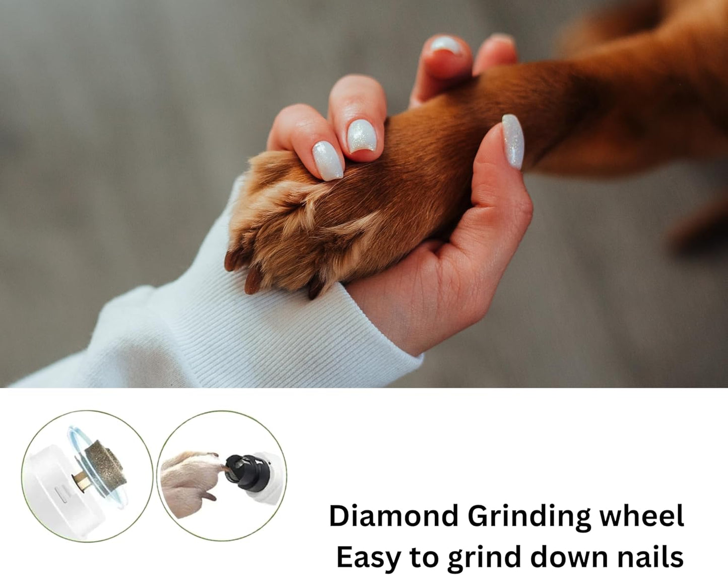GajetNest Professional Pet Nail Grinder for Dogs and Cats, 2 Speeds LED Light USB Charging Low Vibration, Quiet, Cordless Ergonomic Long Lasting Battery, Safety Guard