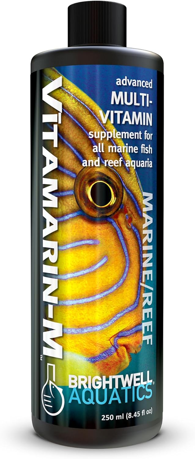 Brightwell Aquatics Vitamarin-M – Complete Vitamin Supplement for Marine Fish, Corals & Invertebrates – Supports Growth, Color & Immune Health – No Refrigeration, 250 ml
