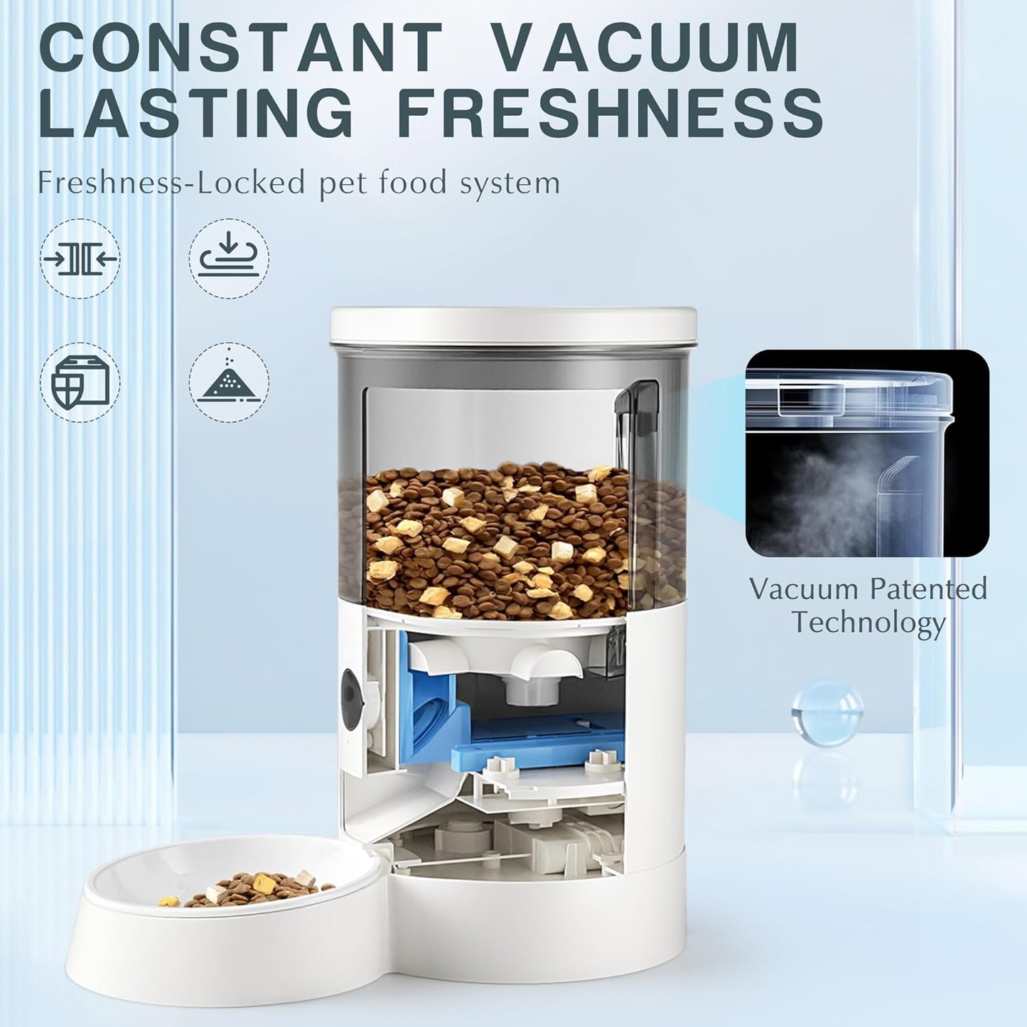 Warcat Vacuum Automatic Smart Cat Feeder with Timed Remote Control & Visual Monitoring, APP-Enabled Pet Food Dispenser for Cats, Dogs & Small Animals, Automatic Feeding Solution