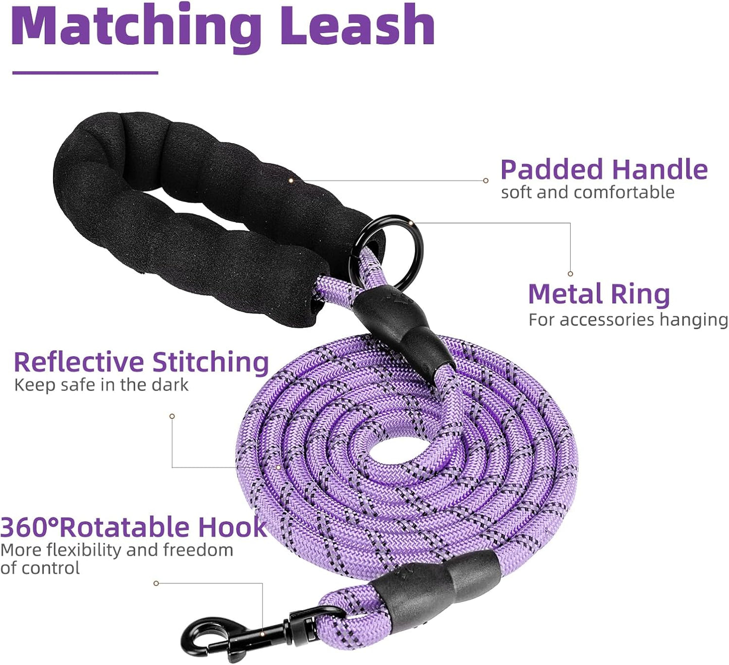 PUPTECK No Pull Dog Harness for Large, Adjustable Reflective Dog Harness with Handle Easy Control, Comfortable Soft Padded Pet Vest Harness for Large Dogs, Plaid Purple XL