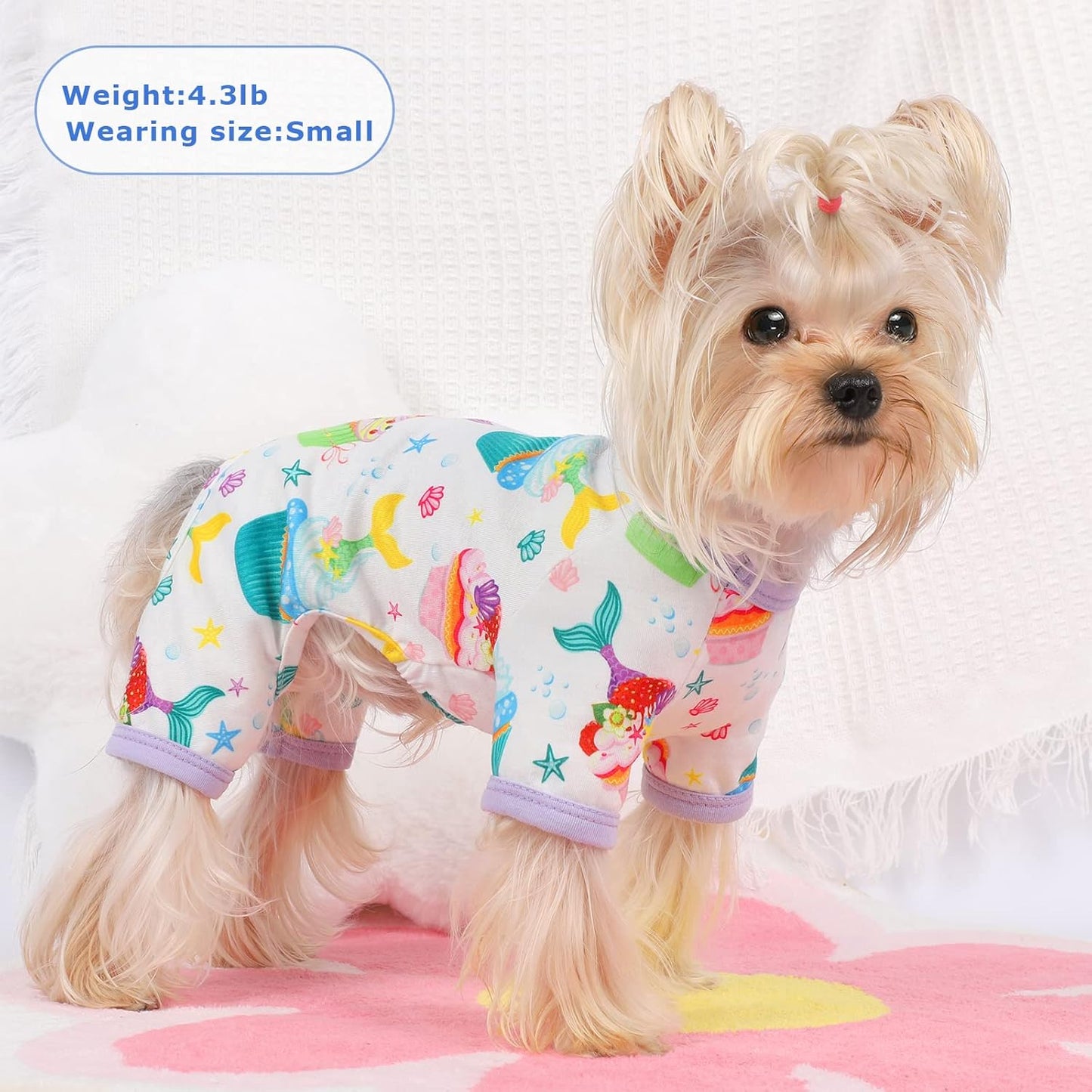 Dog Pajamas Pjs Spring Summer Dog Clothes for Small Dogs Girl - Boy - Medium Size Dogs, Soft Stretchy Puppy Clothes Doggie Onesies Cat Pet Jammies Outfit, Cake Purple