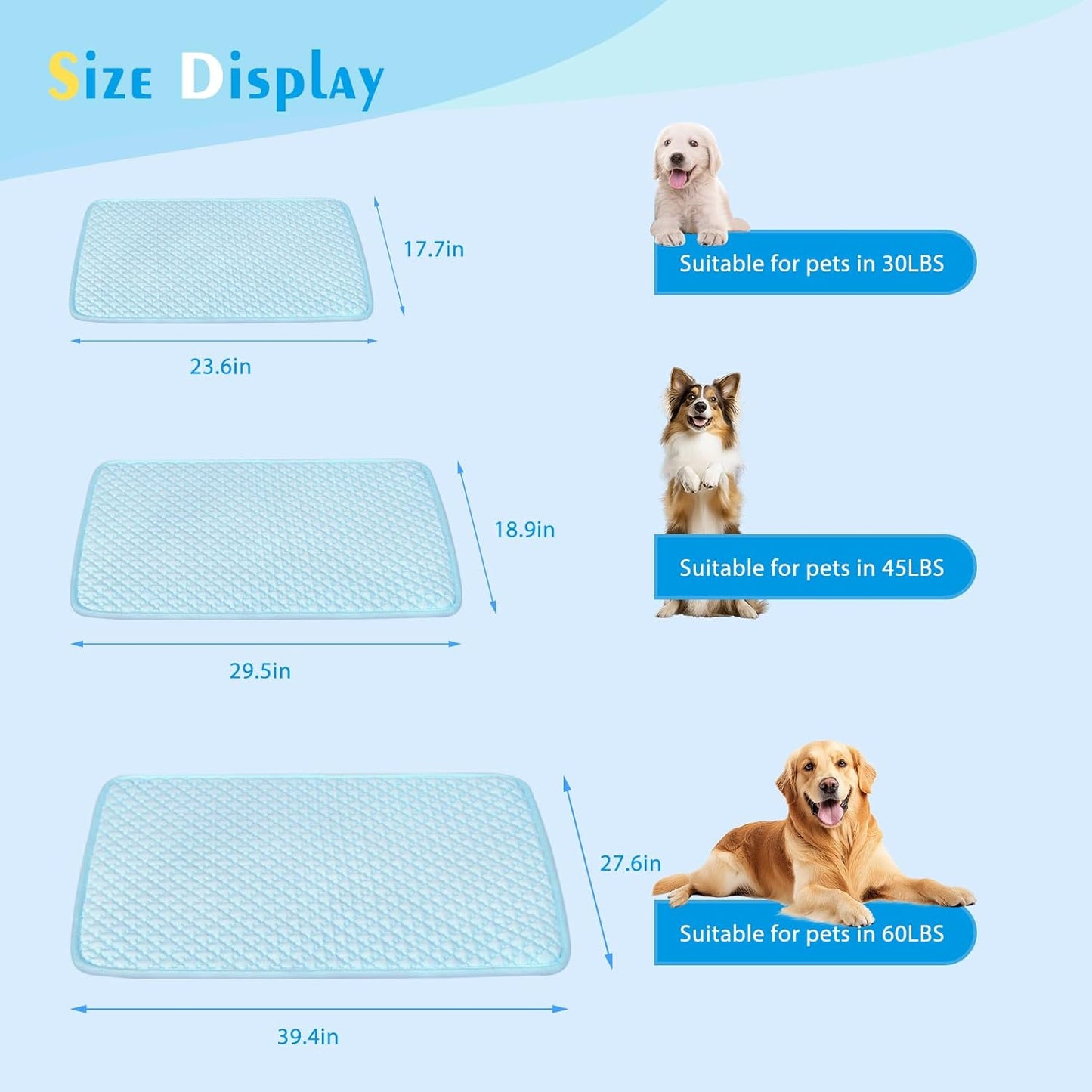 Pet Cooling Mat for Dogs & Cats - Washable Dog Cooling Mat Portable Pet Cool Pads Blanket for Indoor & Outdoor Car Seats